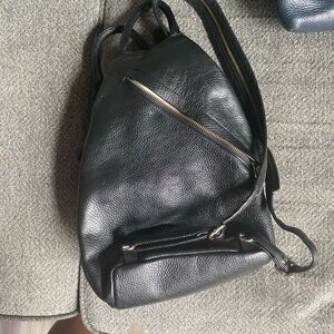 Black Leather Backpack